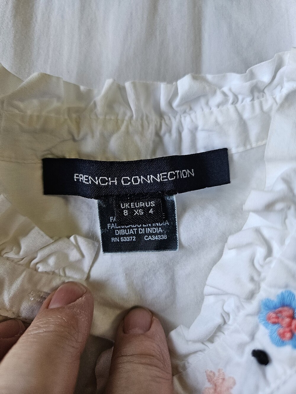 French Connection Embroidered Ruffle Blouse - Size XS - Picture 3 of 11
